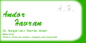 andor havran business card